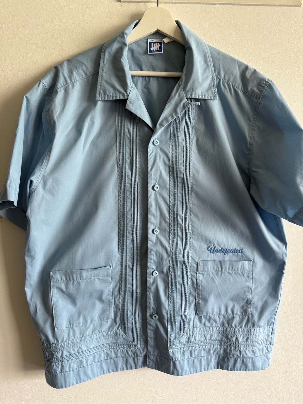 Undefeated Light Blue Short-Sleeve Guayabera Shirt XL